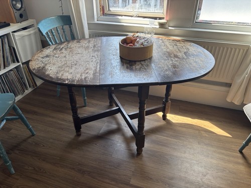 Oval dark wood drop - dark, drop-leaf