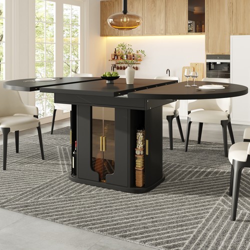 Extendable dining table black - dining,