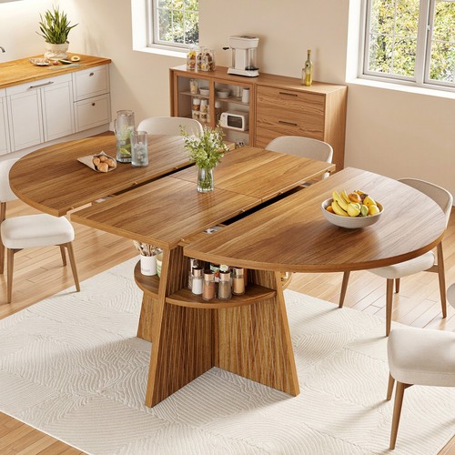 Extendable round dining - round, table