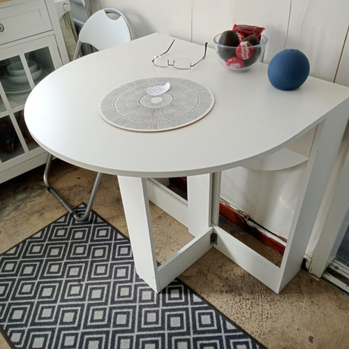 White folding dining table - white,
