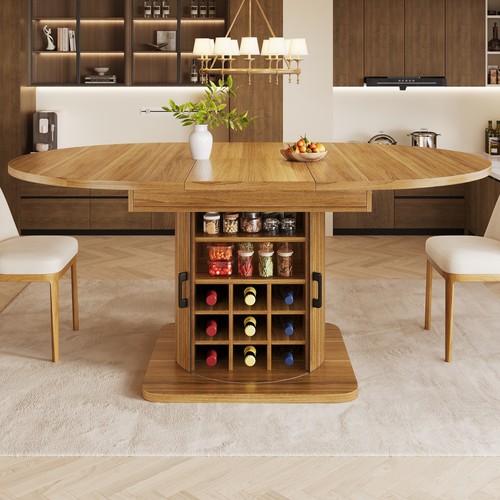Round extendable dining table - round,