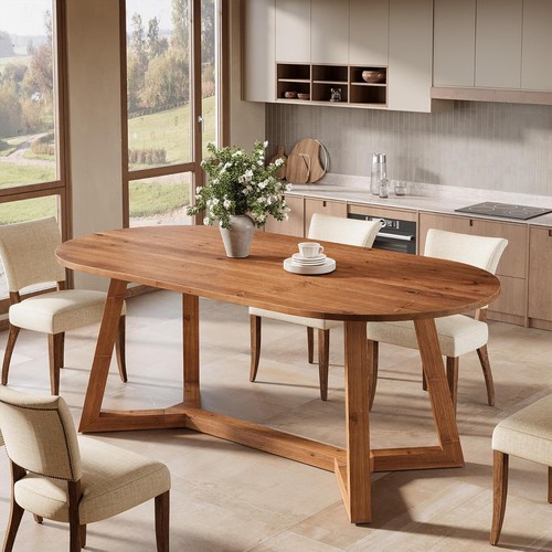 Solid wood oval dining - wood,