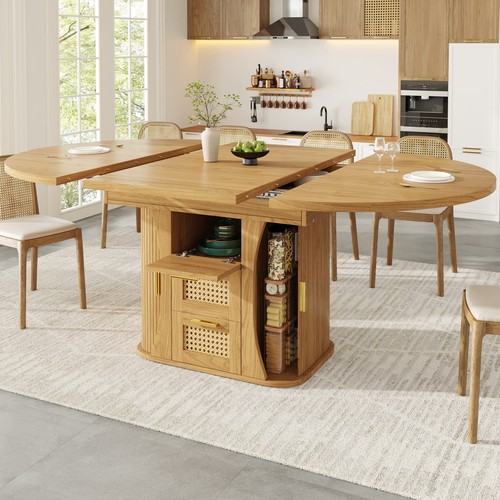 Round extendable dining table - dining,