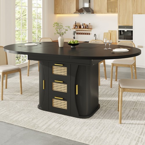 Round extendable dining table - extendable,
