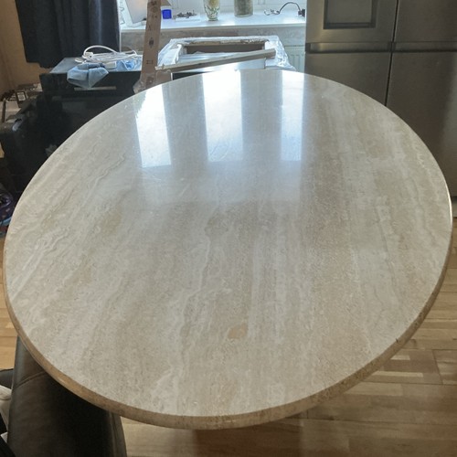 Polished beige marble oval - polished,