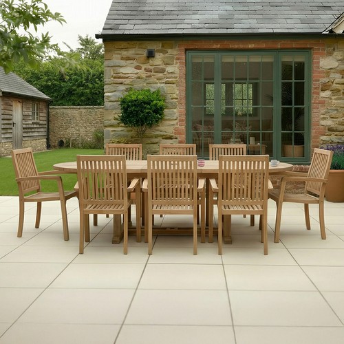 Teak oval extending dining - teak,