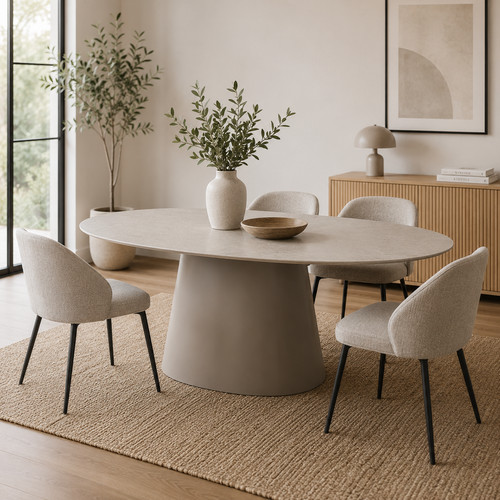Oval marble effect dining - oval,