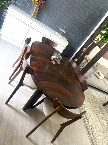 Dark wood oval extending - dark,