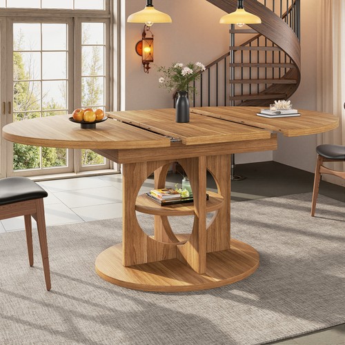 Extendable round dining - round, table